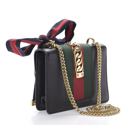 Gucci Calfskin Mini Sylvie Chain Shoulder Bag Black 3 of 14