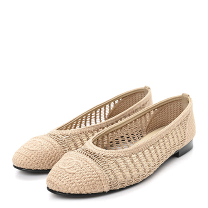 Chanel Raffia Cap Toe Ballerina Flats 39 Beige 4 of 8