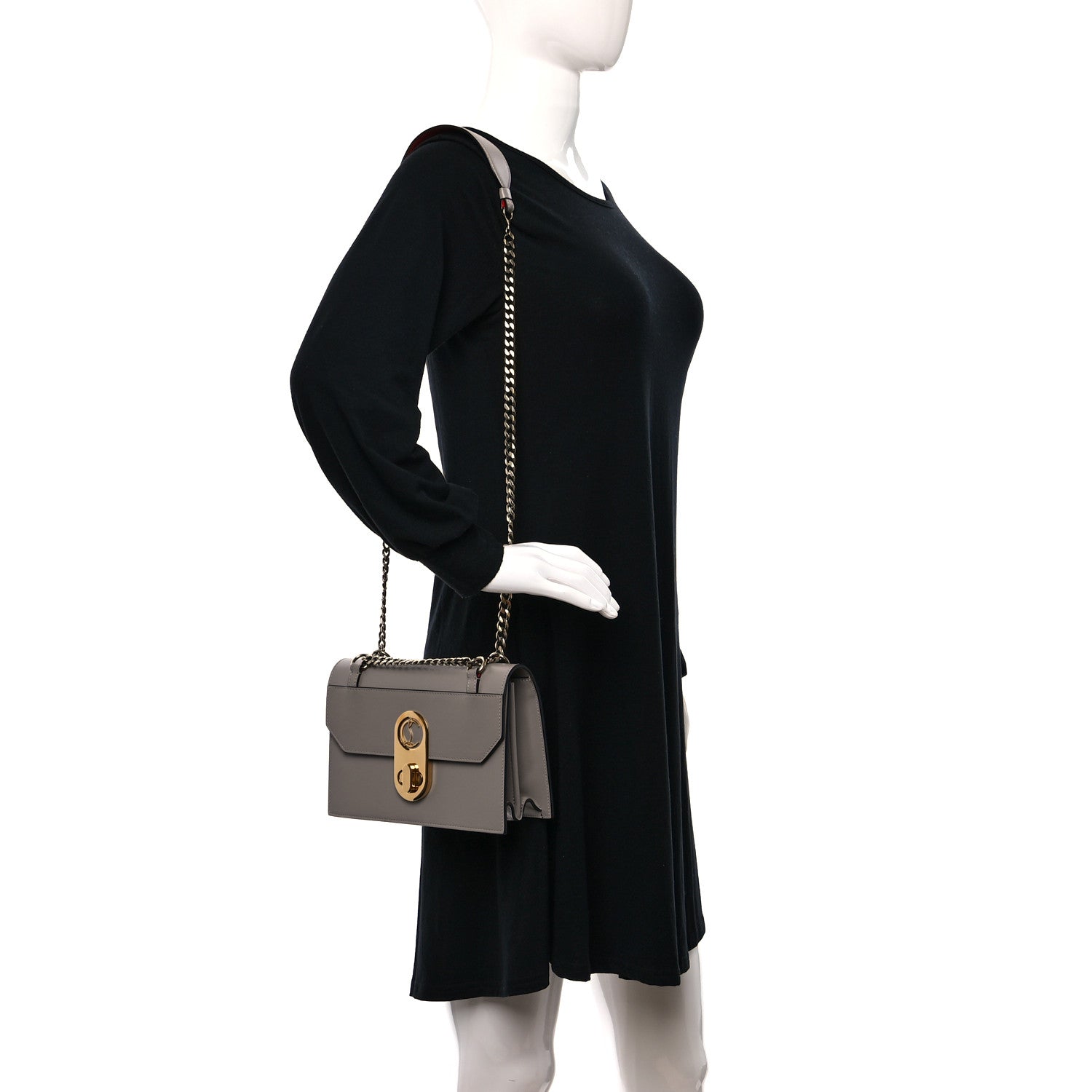Christian Louboutin Calfskin Large Elisa Shoulder Bag Fume 2 of 8