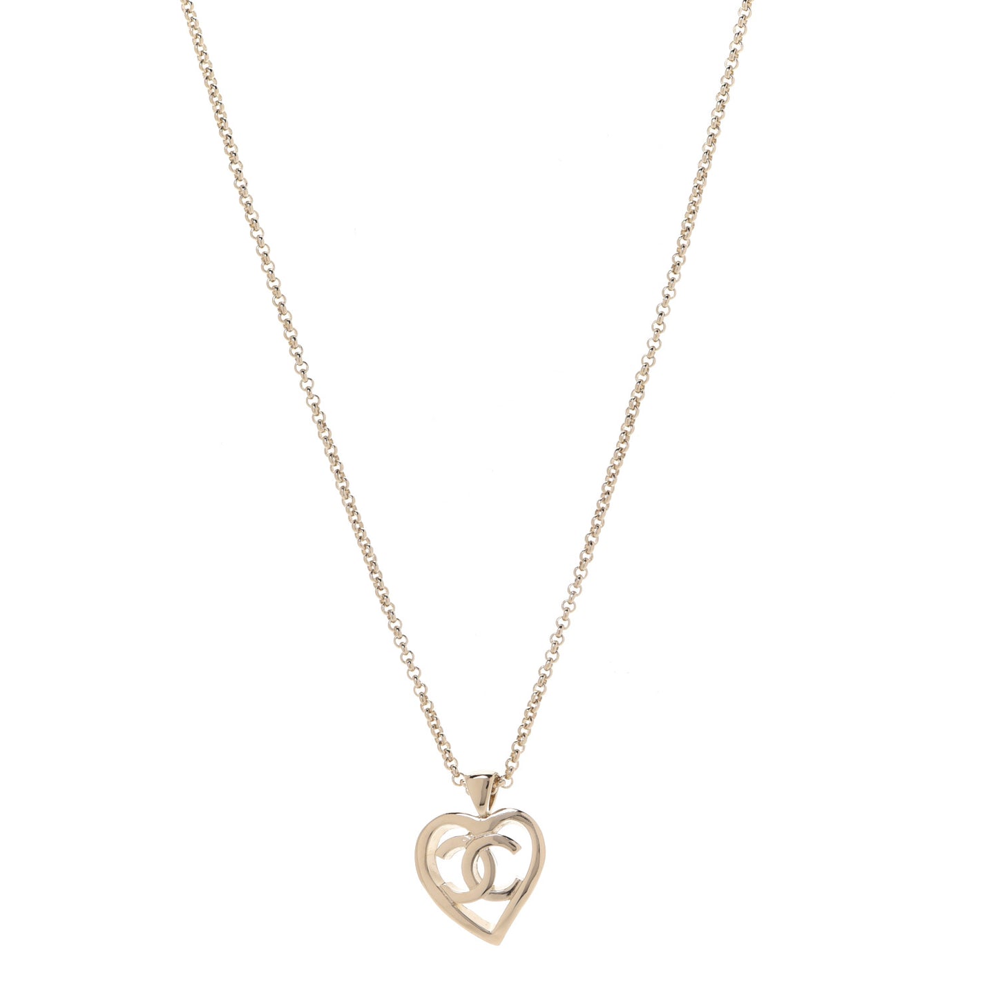 CC Heart Chain Pendant Necklace Gold