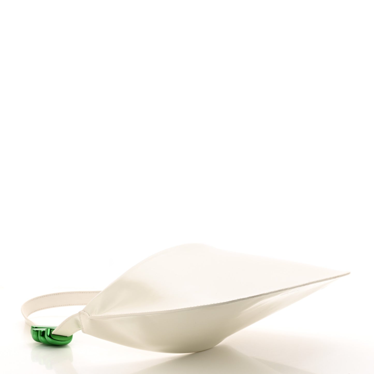 Brushed Calfskin Cradle Fold Over Shoulder Bag White Parakeet
