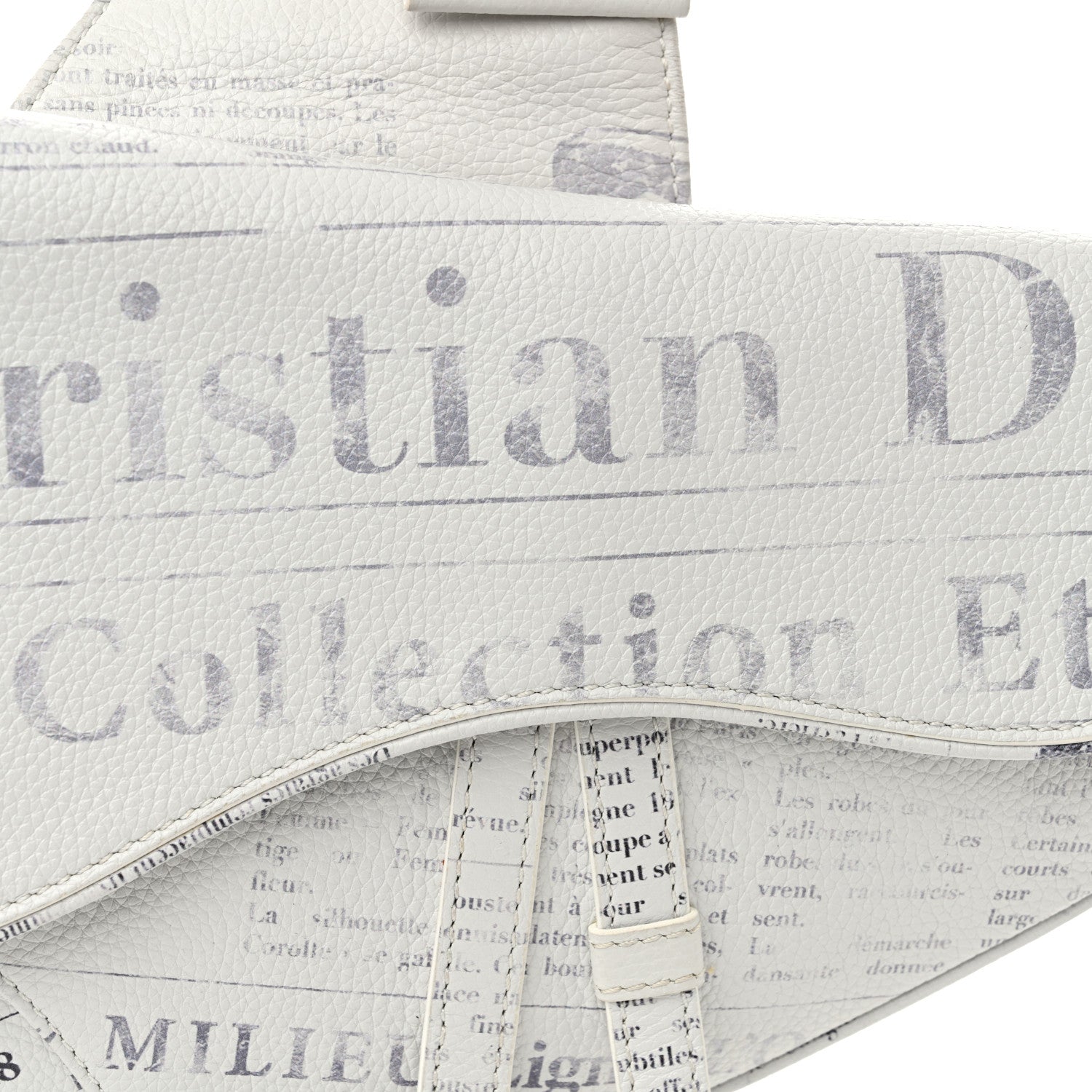 Christian Dior X DANIEL ARSHAM Grained Calfskin Newspaper Print Saddle Bag White 8 of 12