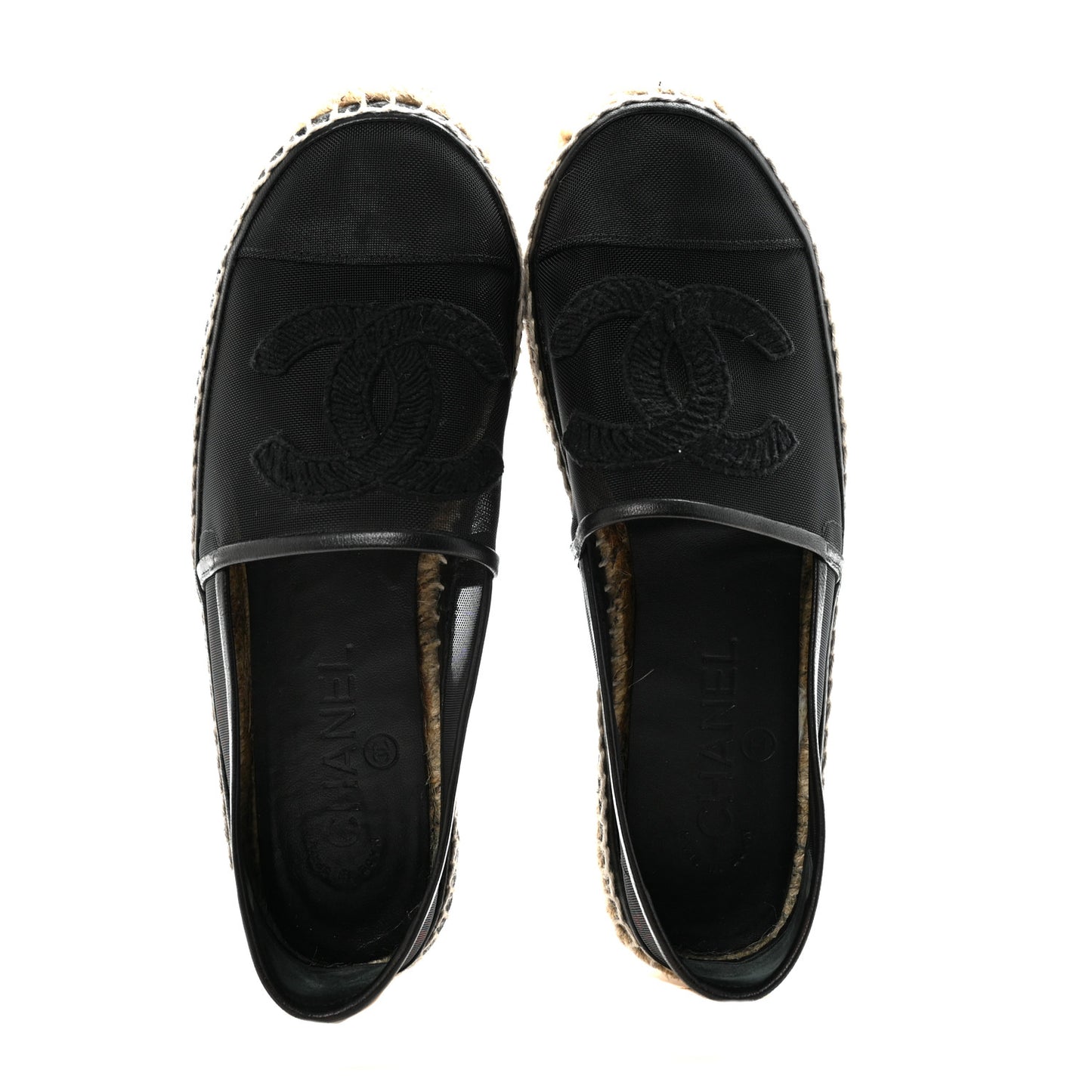 Mesh Grosgrain CC Espadrilles 37 Black