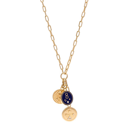 Foundrae 18K Yellow White Gold Diamond Enamel Baby Karma Wholeness Dream Refined Clip Extension Chain Necklace 1 of 5