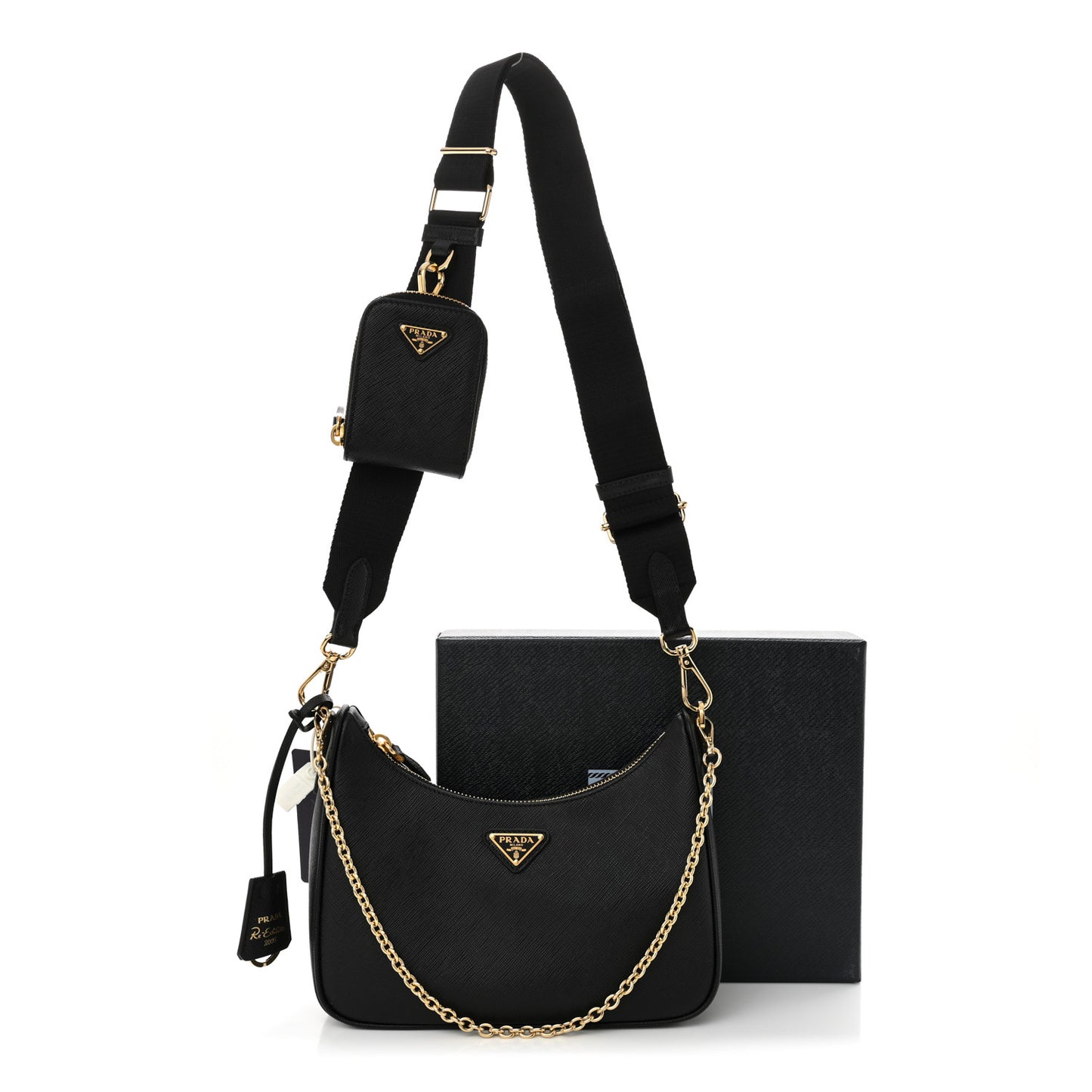 Saffiano Lux Re-Edition 2005 Shoulder Bag Black
