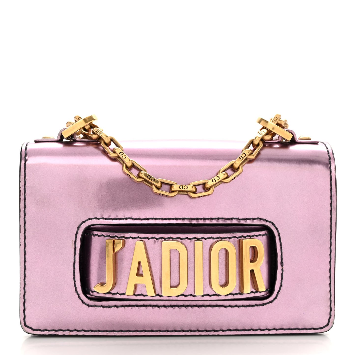 Metallic Calfskin J'Adior Mini Chain Flap Bag Pink
