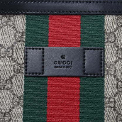 Gucci GG Supreme Monogram Calfskin Web Medium Flat Messenger Bag Beige Ebony Black 10 of 10