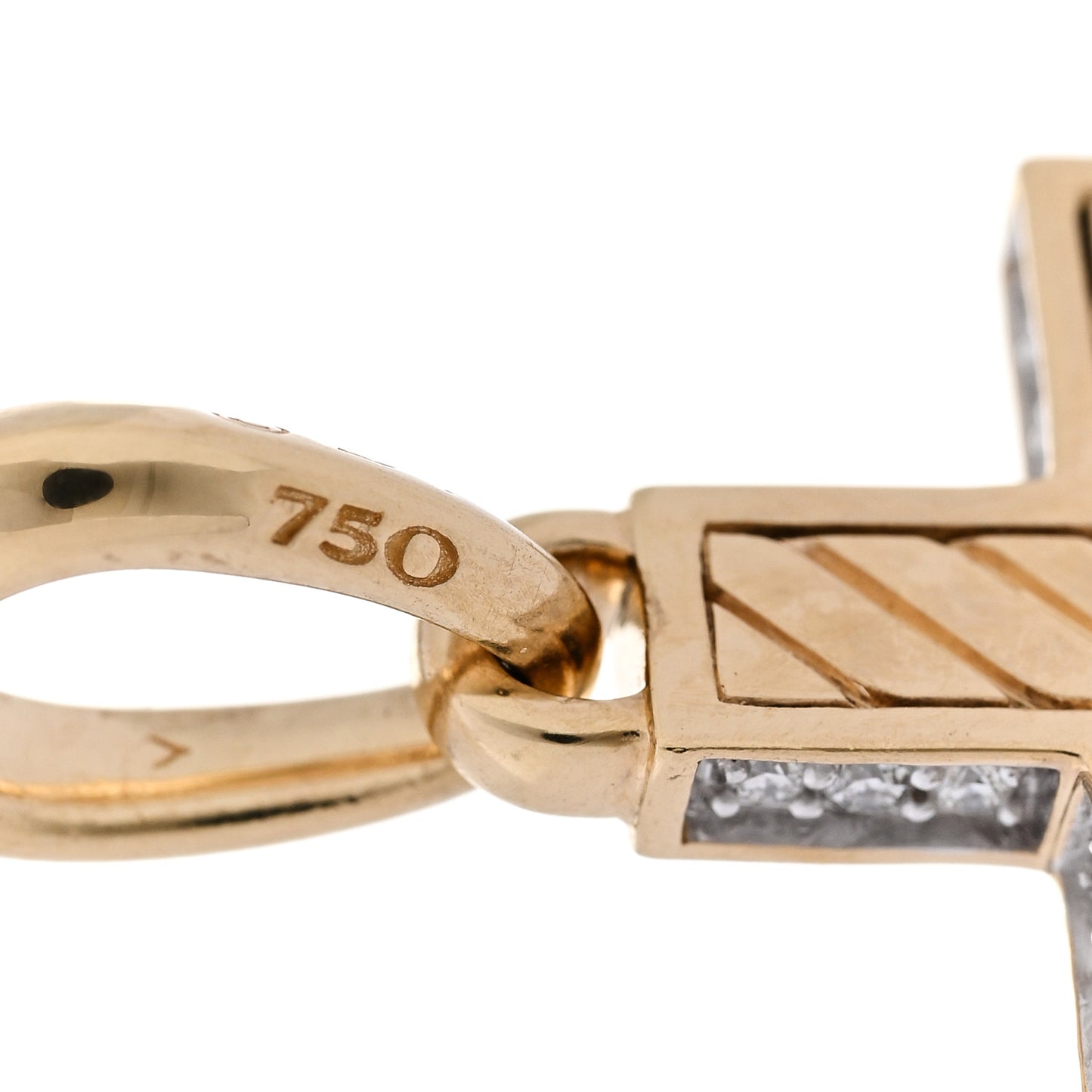 18K Yellow Gold Diamond 23mm Pave Cross Pendant