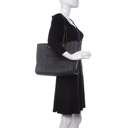 Chanel Lurex Boucle Small Deauville Tote Black 2 of 10