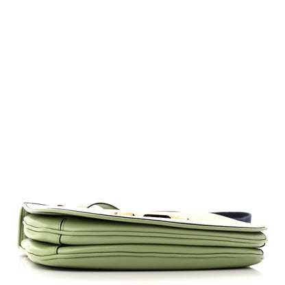 Gucci Roxy Calfskin Web Medium Blondie Top Handle Shoulder Flap Bag Salamander Green 4 of 9