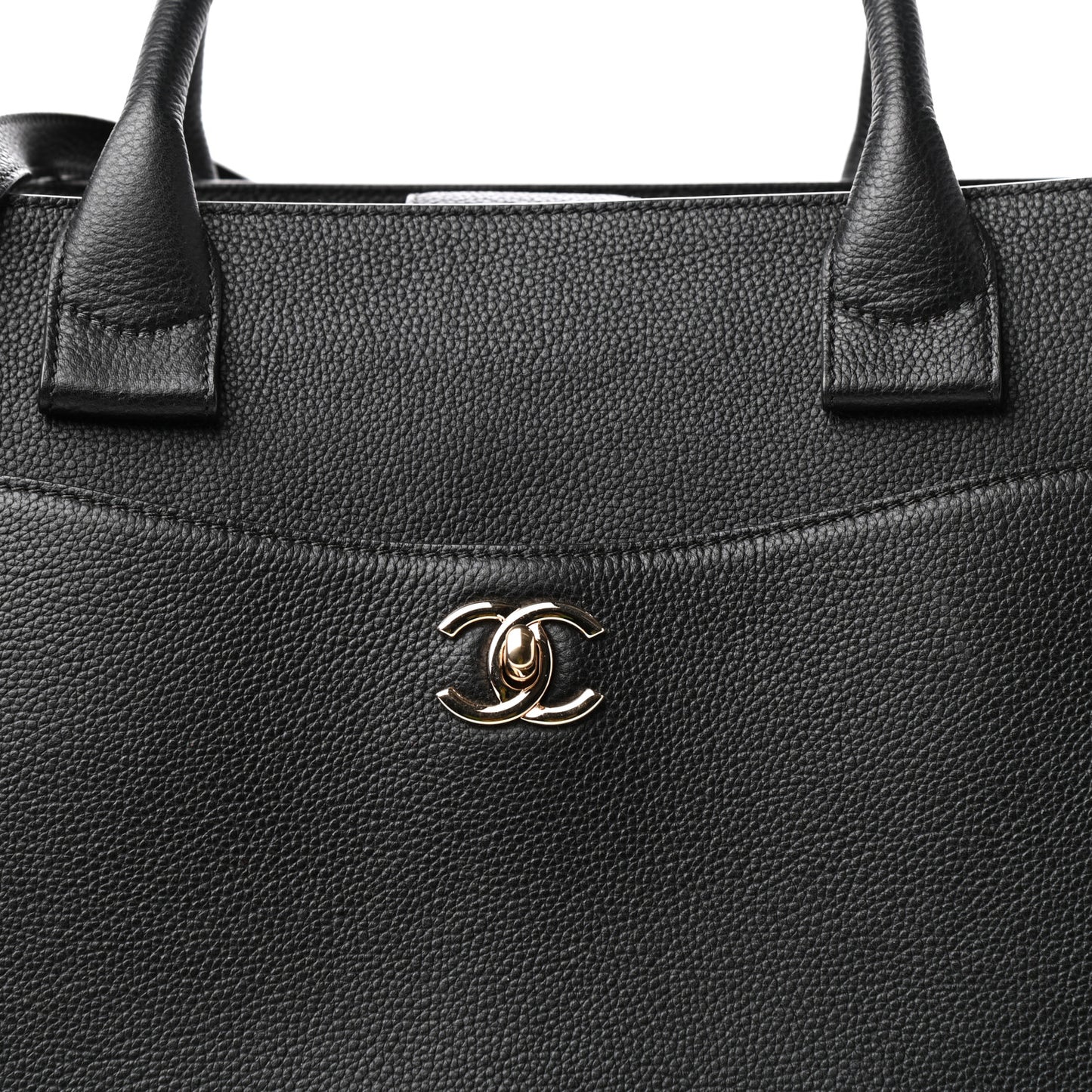 Grained Calfskin Medium Neo Executive Shopper Tote Black