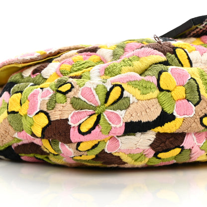 Fendi Lizard Embroidered Flower Baguette Pink Multicolor 10 of 13
