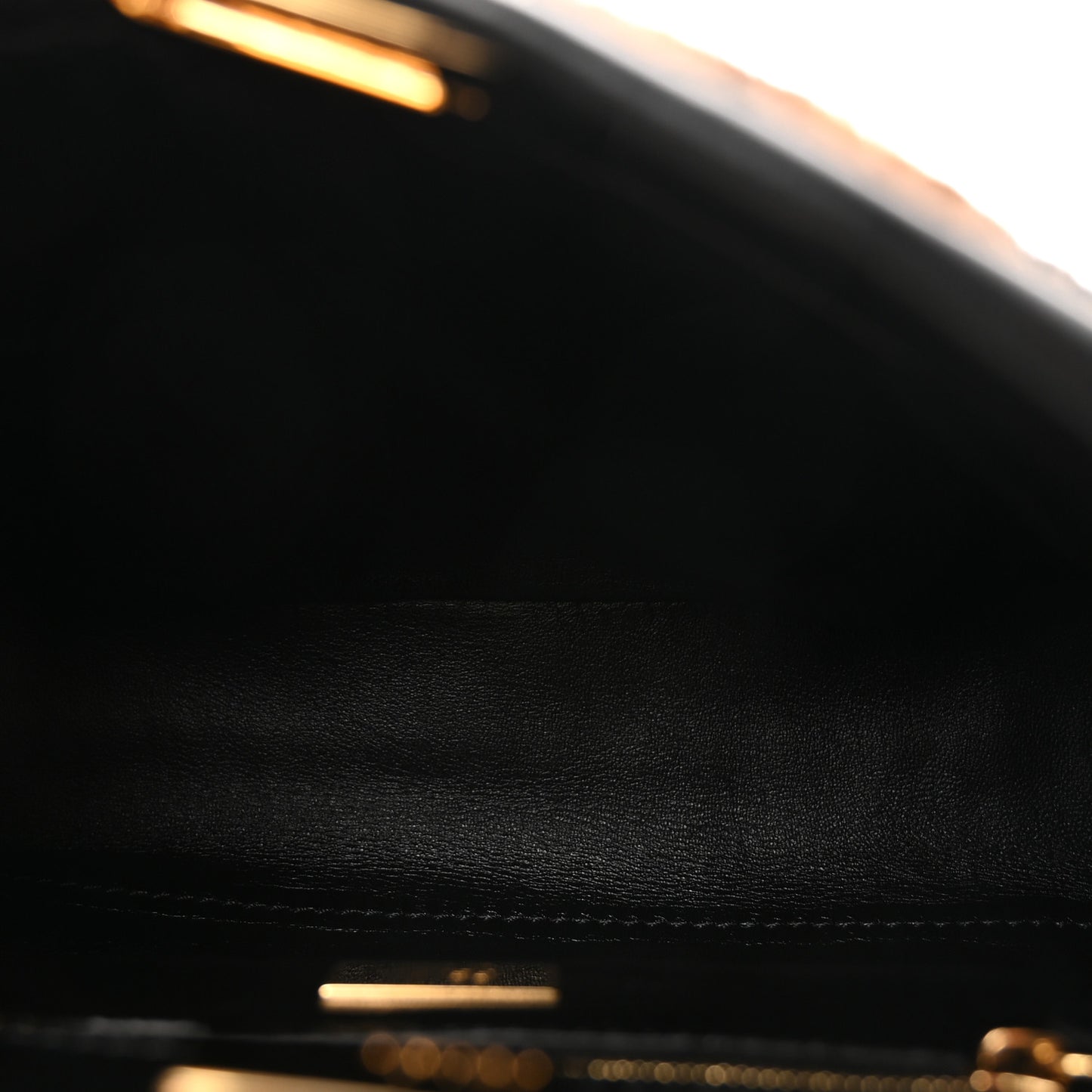 Shearling Nappa Macro FF 1974 Mini Peekaboo Iconic Satchel Tobacco Black