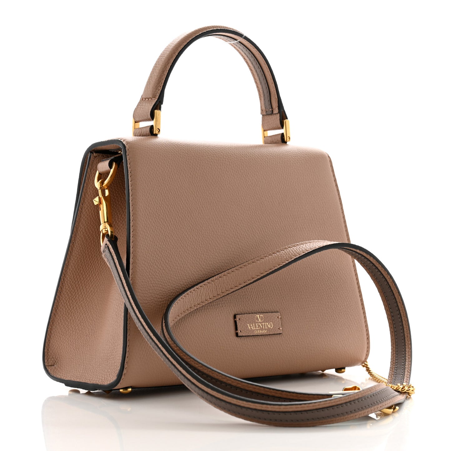 Grainy Calfskin Small VSling Top Handle Bag Poudre