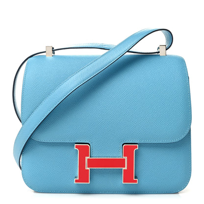 Hermes Epsom Enamel Constance 24 Bleu du Nord Rouge 1 of 12