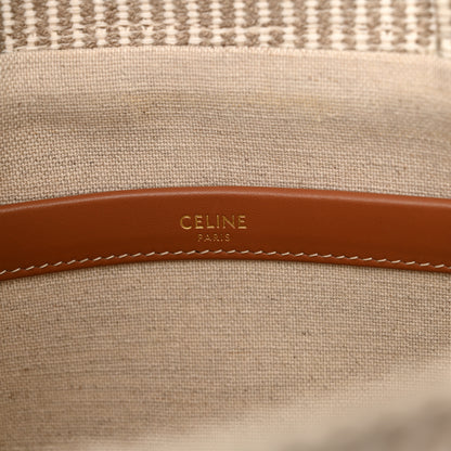 Celine Canvas Calfskin Striped Triomphe Small Cabas Beige 5 of 12