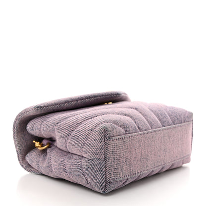Saint Laurent Denim Y Quilted Monogram Toy Loulou Crossbody Bag Bleached Lilac 4 of 10