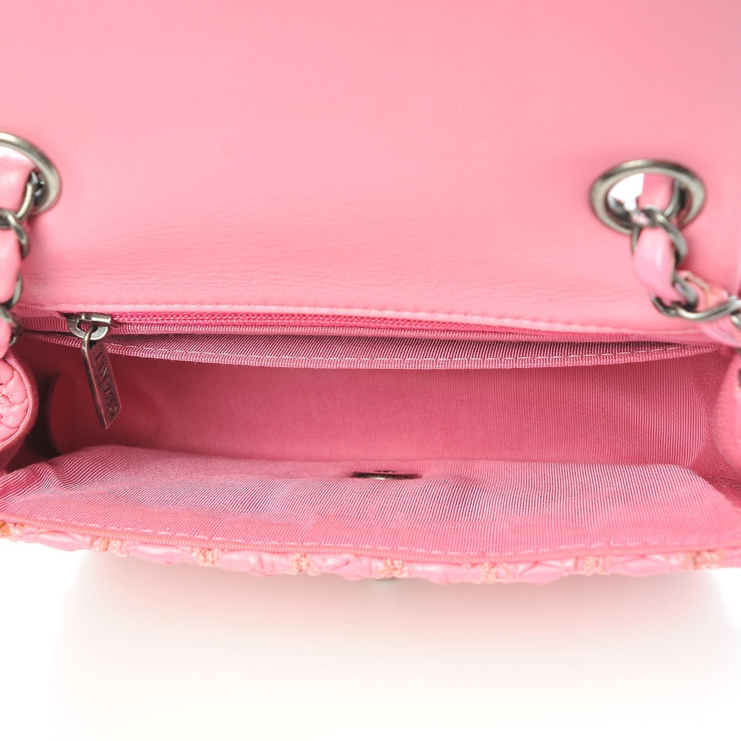 Lambskin Crochet Embroidered Mini Flap Pink