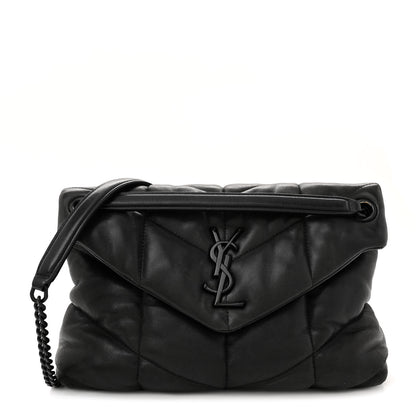 Saint Laurent Lambskin Quilted Monogram Monochrome Small Loulou Puffer Chain Satchel Black 1 of 10
