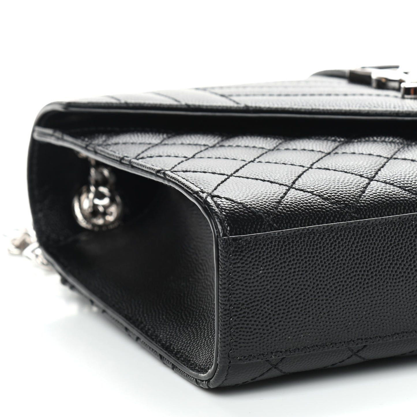 Grain De Poudre Textured Mixed Matelasse Triquilt Medium Monogram Satchel Black