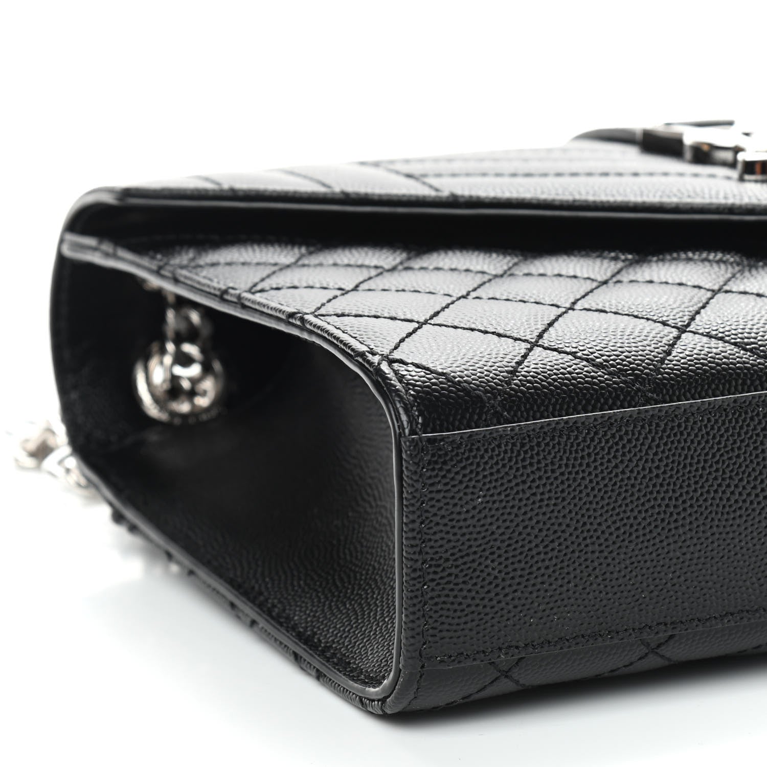 Saint Laurent Grain De Poudre Textured Mixed Matelasse Triquilt Medium Monogram Satchel Black 7 of 8