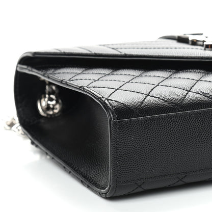 Saint Laurent Grain De Poudre Textured Mixed Matelasse Triquilt Medium Monogram Satchel Black 7 of 8