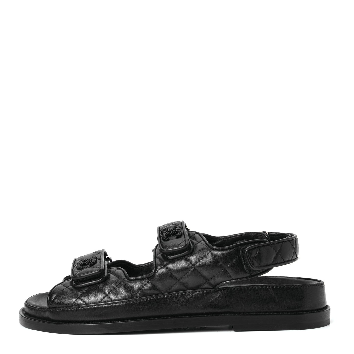 Lambskin Velcro Dad Sandals 39 Black