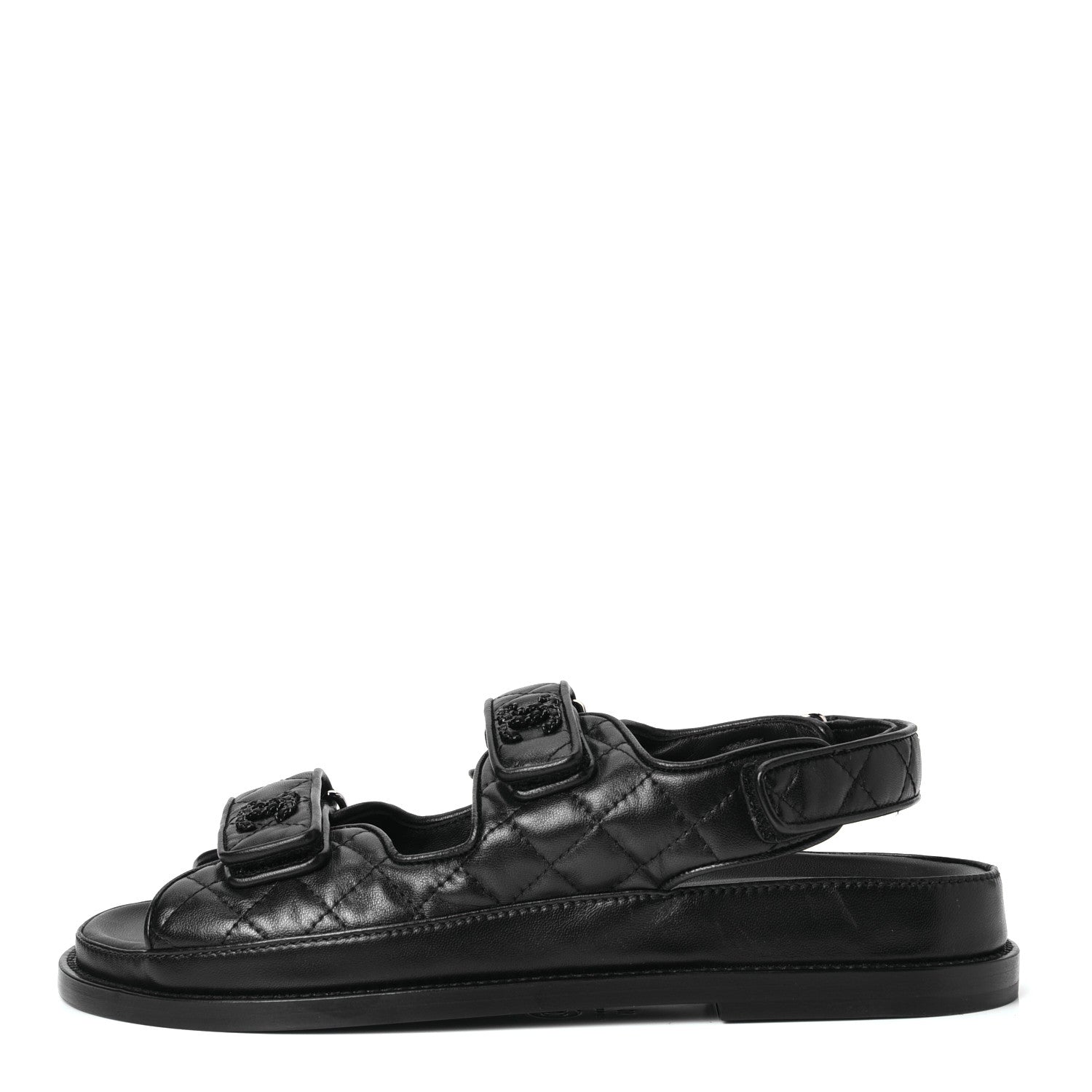 Chanel Lambskin Velcro Dad Sandals 39 Black 1 of 4