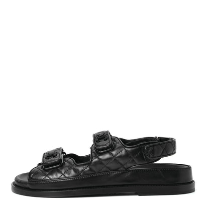 Chanel Lambskin Velcro Dad Sandals 39 Black 1 of 4