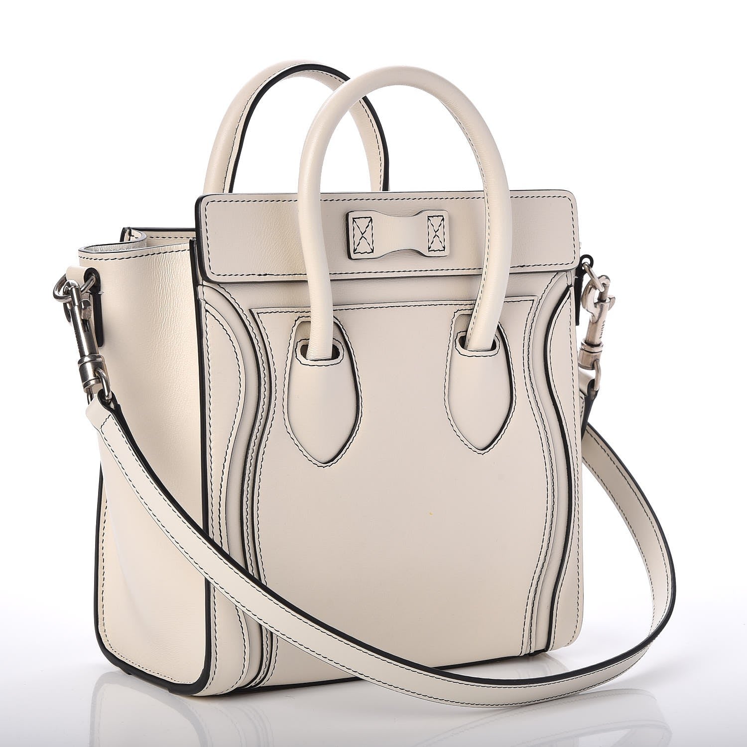 Celine Satin Calfskin Nano Luggage White 3 of 7
