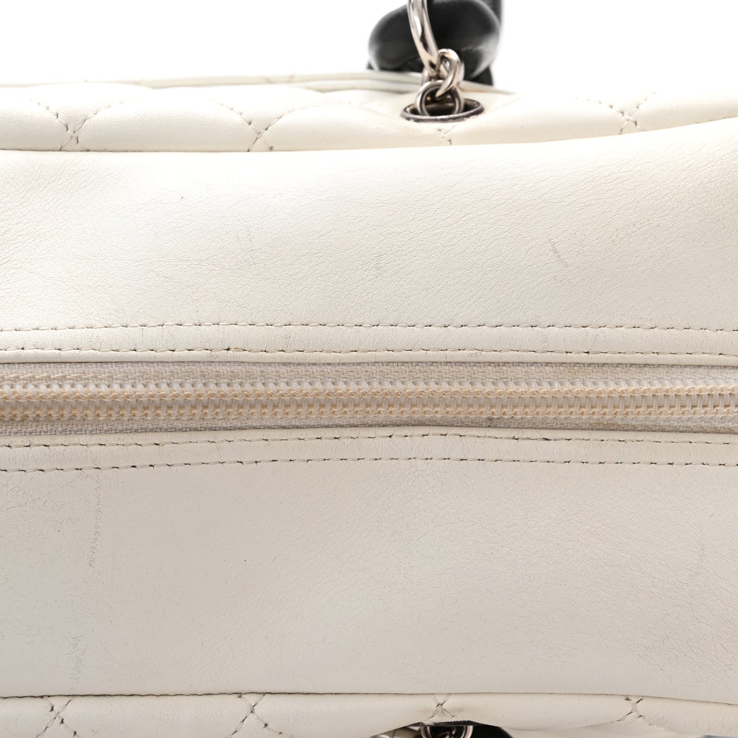 Chanel Calfskin Quilted Large Cambon Bowler White Black 14 of 14