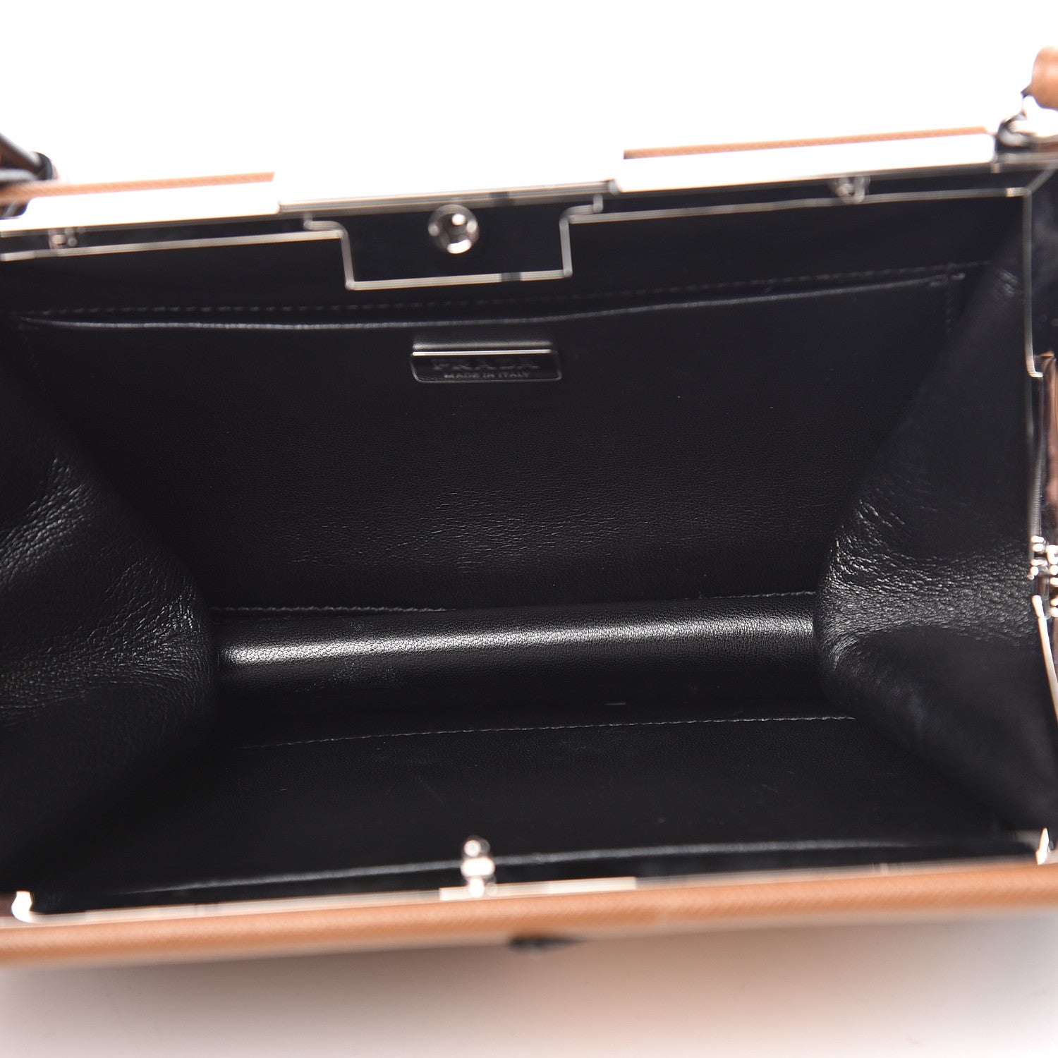 Prada Saffiano Patch Comics Light Frame Bag Caramel 5 of 10