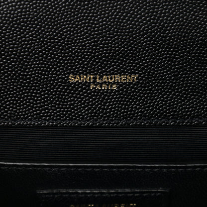 Saint Laurent Grain De Poudre Textured Mixed Matelasse Triquilt Medium Monogram Satchel Black 7 of 12