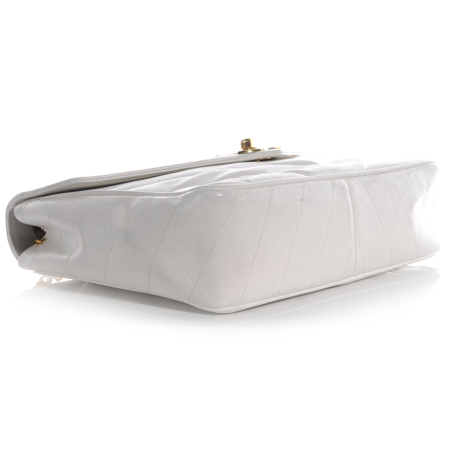 Caviar Chevron Jumbo Flap White