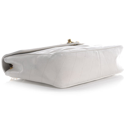 Chanel Caviar Chevron Jumbo Flap White 4 of 10