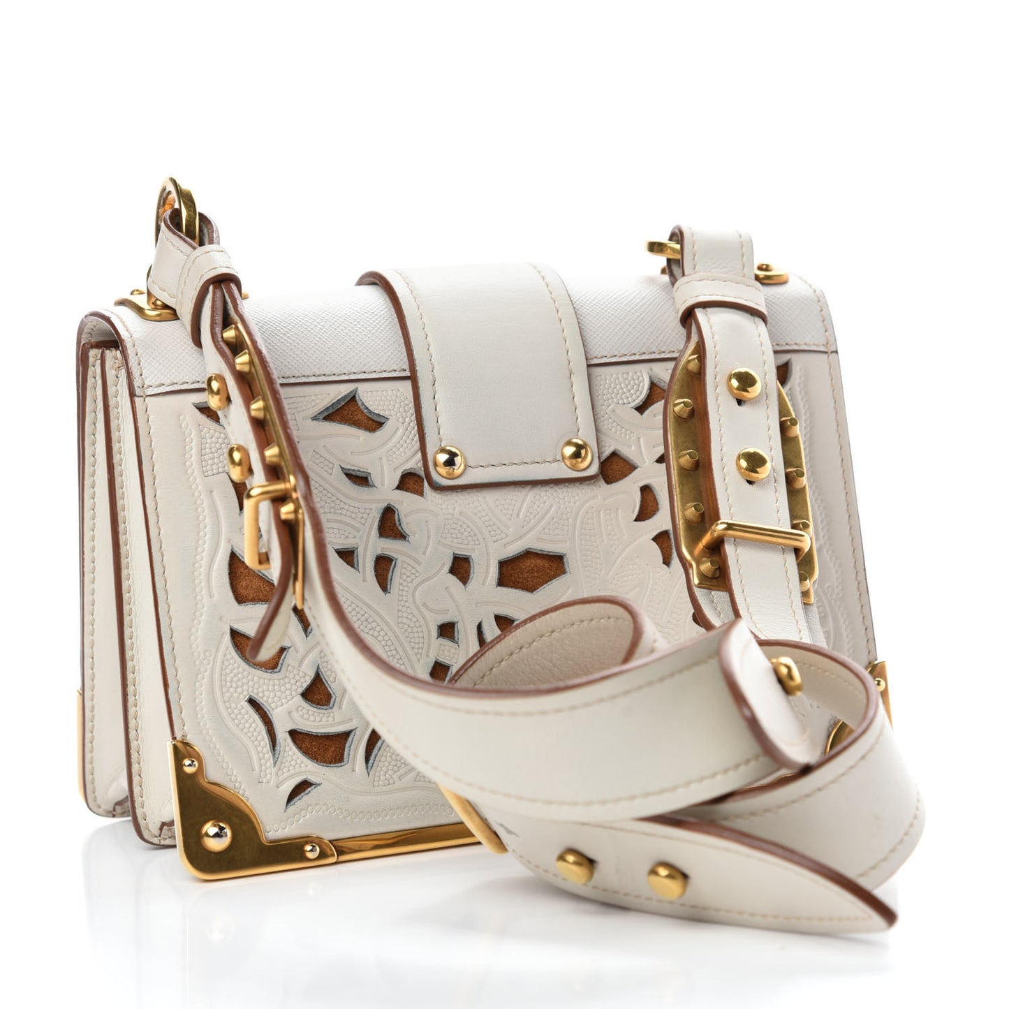 City Calf Saffiano Laser Cut Cahier Bag Talco