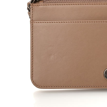 Chanel Caviar Chevron Quilted Boy Wallet On Chain WOC Dark Beige 14 of 15