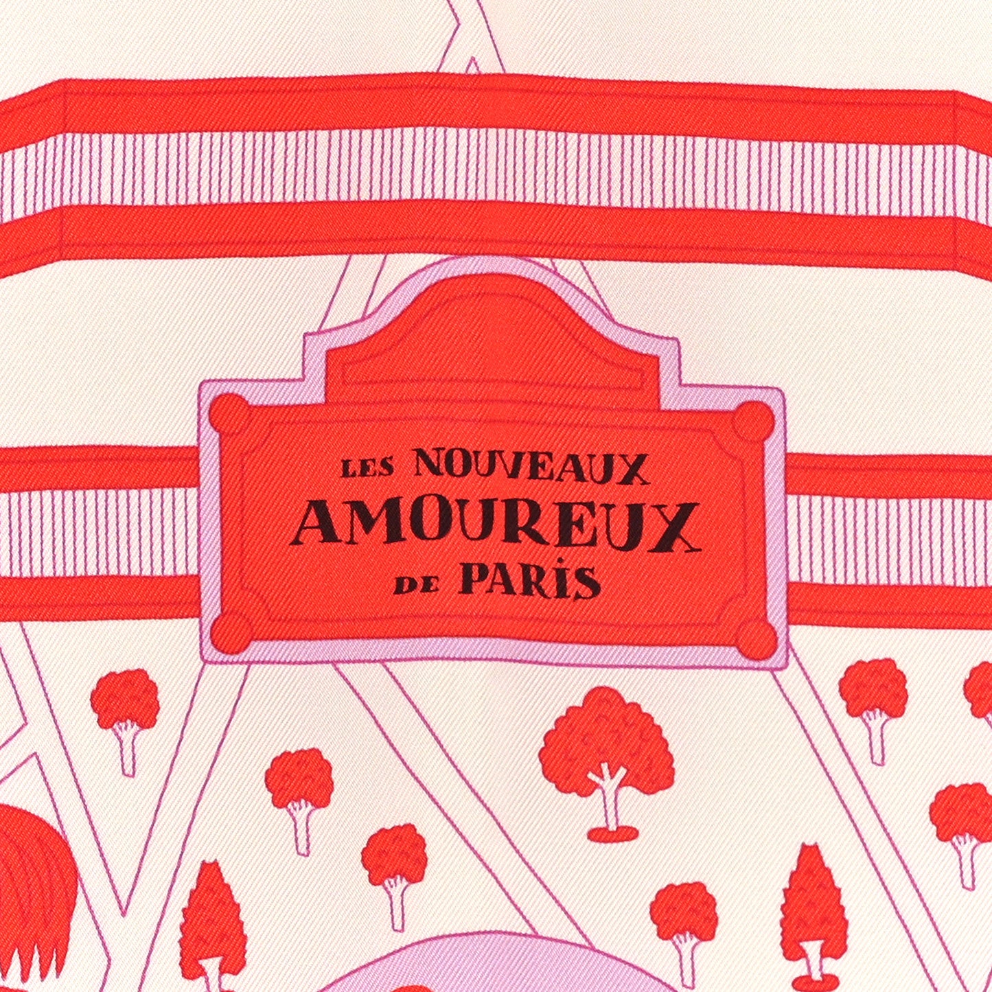 Silk Les Nouveaux Amoureux de Paris Scarf 90 Blanc Rogue Mauve