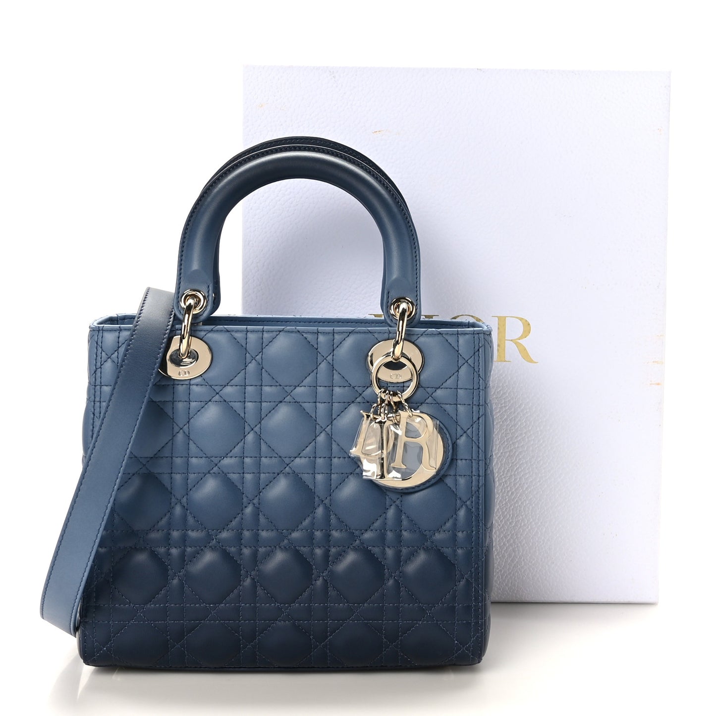 Lambskin Cannage Gradient Medium Lady Dior Blue