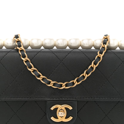 Chanel Goatskin Quilted Chic Pearls Clutch With Chain Black 8 of 10