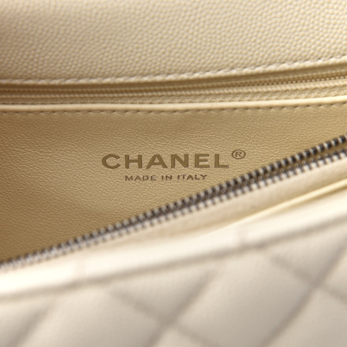 Caviar Lizard Quilted Medium Coco Handle Flap White
