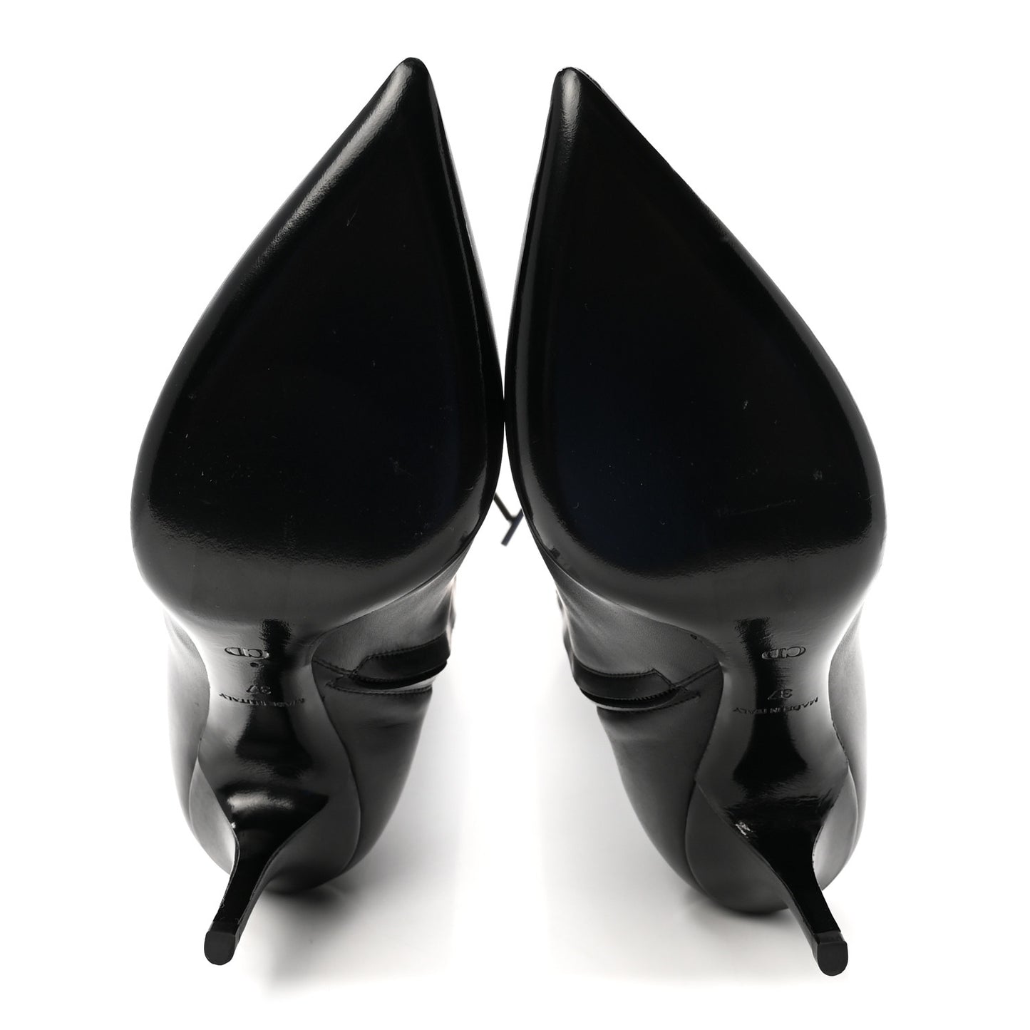Calfskin Cherie Pointy Toe Tall Boots 37 Black