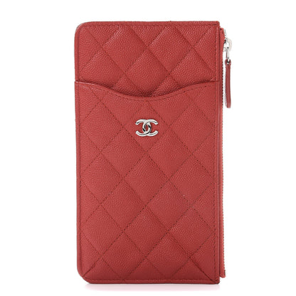 Chanel Caviar Quilted Flat Wallet Pouch Red 1 of 8
