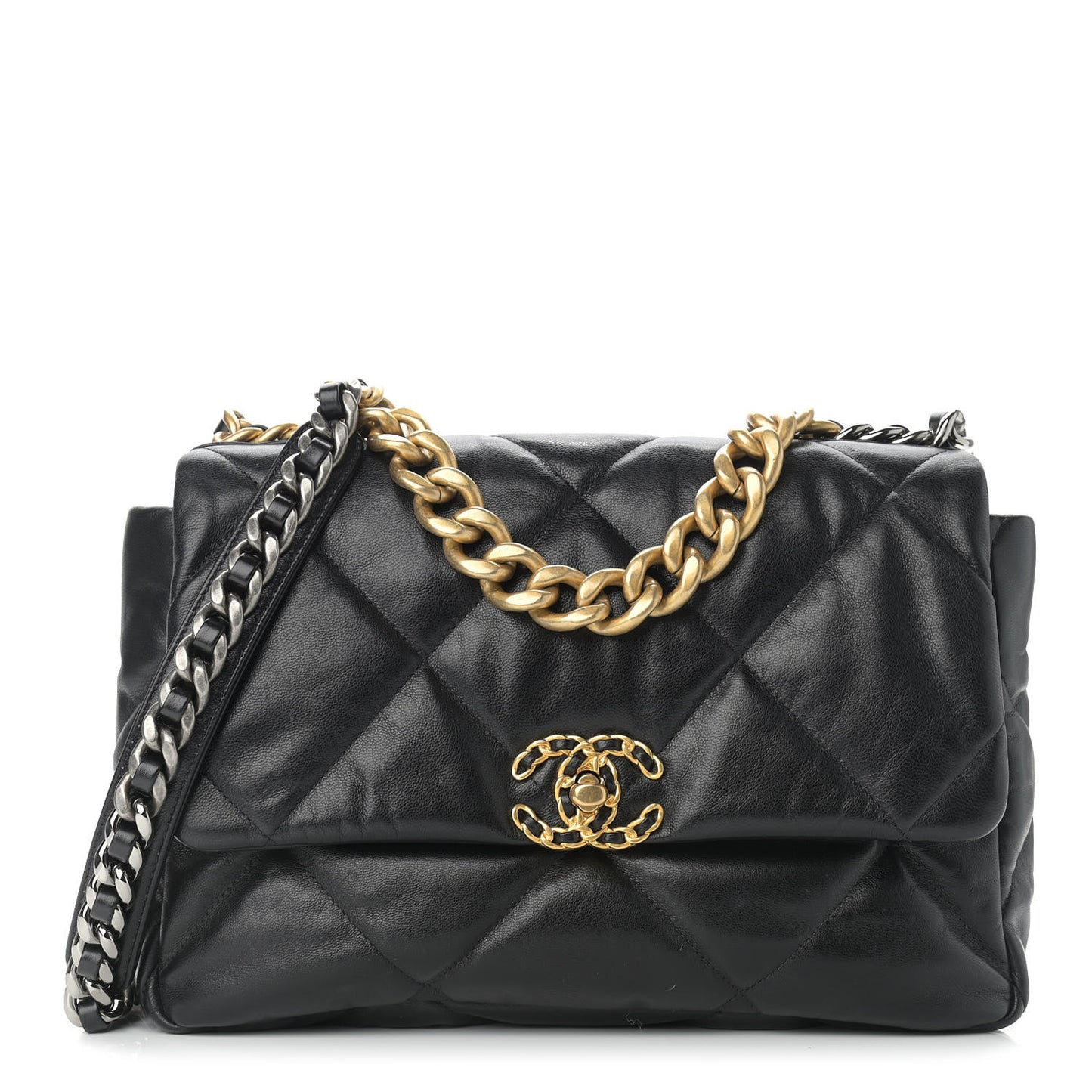 Goatskin Quilted Large Chanel 19 Flap Black