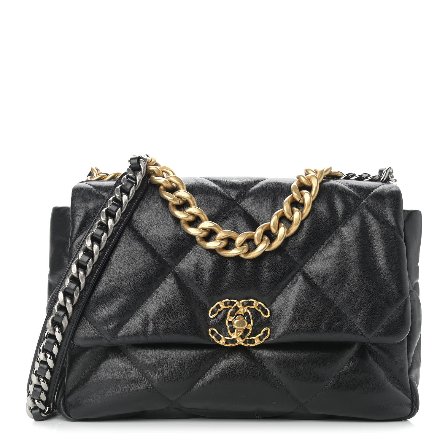 Chanel Goatskin Quilted Large Chanel 19 Flap Black 1 of 14