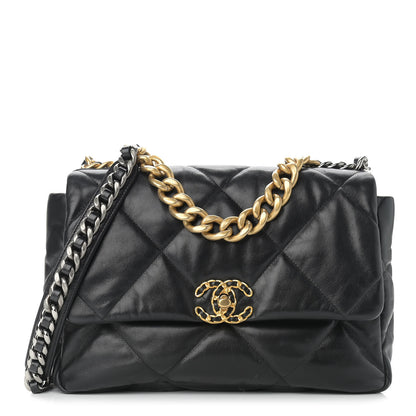 Chanel Goatskin Quilted Large Chanel 19 Flap Black 1 of 14