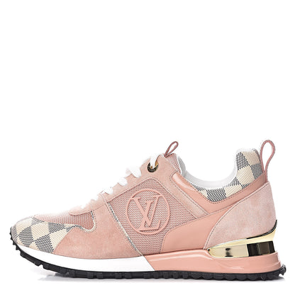 Louis Vuitton Suede Damier Azur Run Away Sneakers 37 Pink 1 of 9