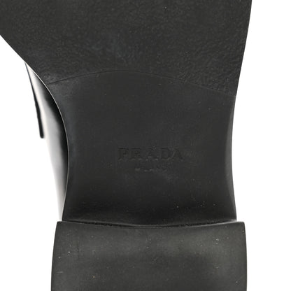 Prada Spazzolato Metal Triangle Logo 50mm Loafers 37 Black 6 of 8