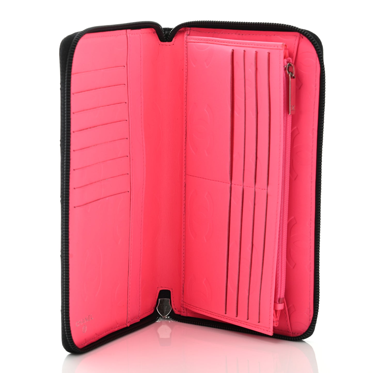 Calfskin Cambon Zip Around Organizer Wallet Black