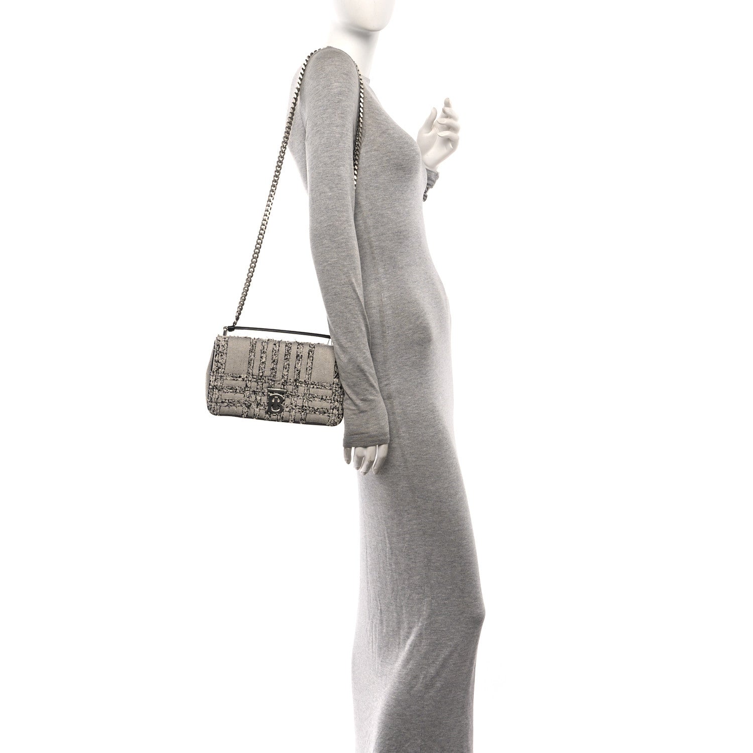 Burberry Lambskin Needle Punch Quilted Check Small Lola Bag White Black 2 of 10